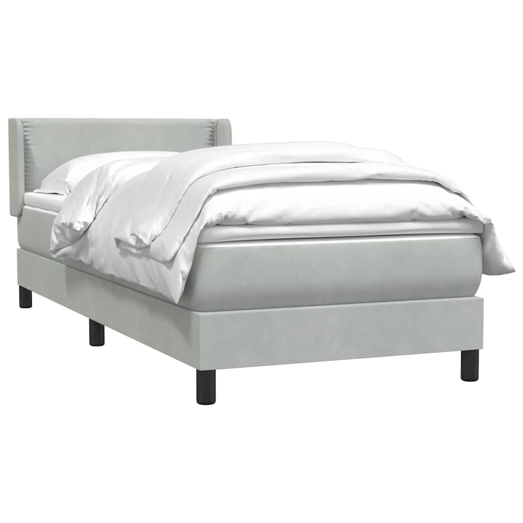 Sommier à lattes de lit et matelas gris clair 100x210cm velours - XIOS
