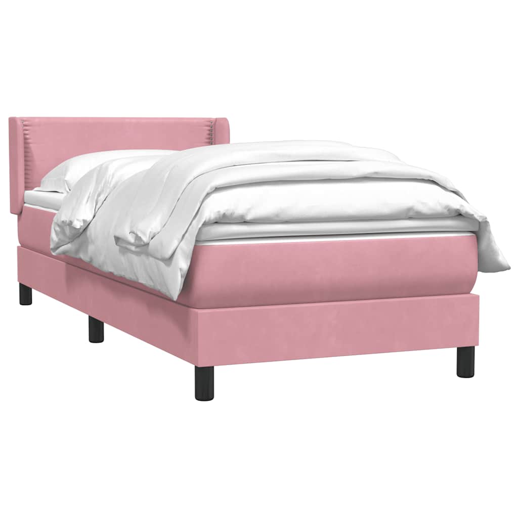 Sommier à lattes de lit avec matelas rose 100x210 cm velours - XIOS