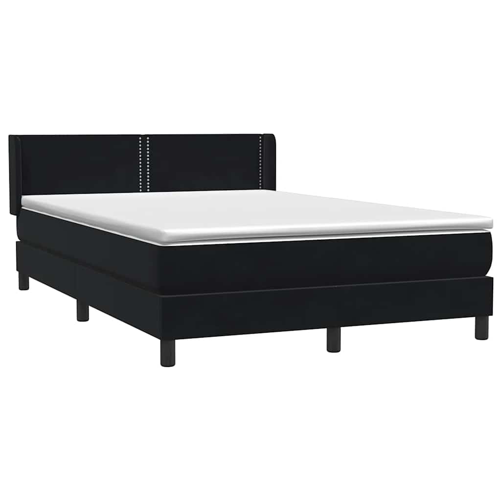 Sommier à lattes de lit avec matelas noir 140x210 cm velours - XIOS