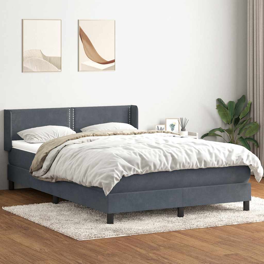 Sommier à lattes de lit et matelas gris foncé 160x210cm velours - XIOS