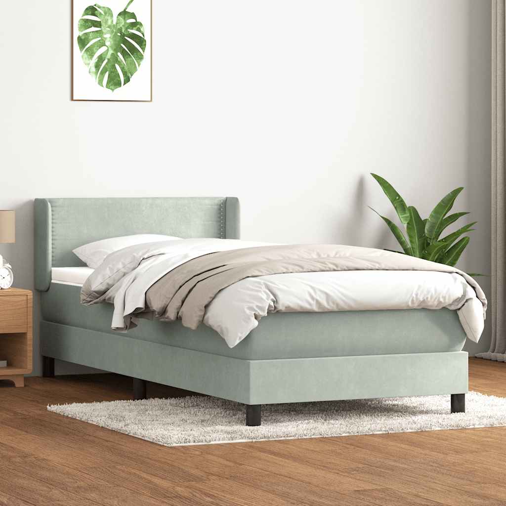 Sommier à lattes de lit et matelas gris clair 80x220 cm velours - XIOS