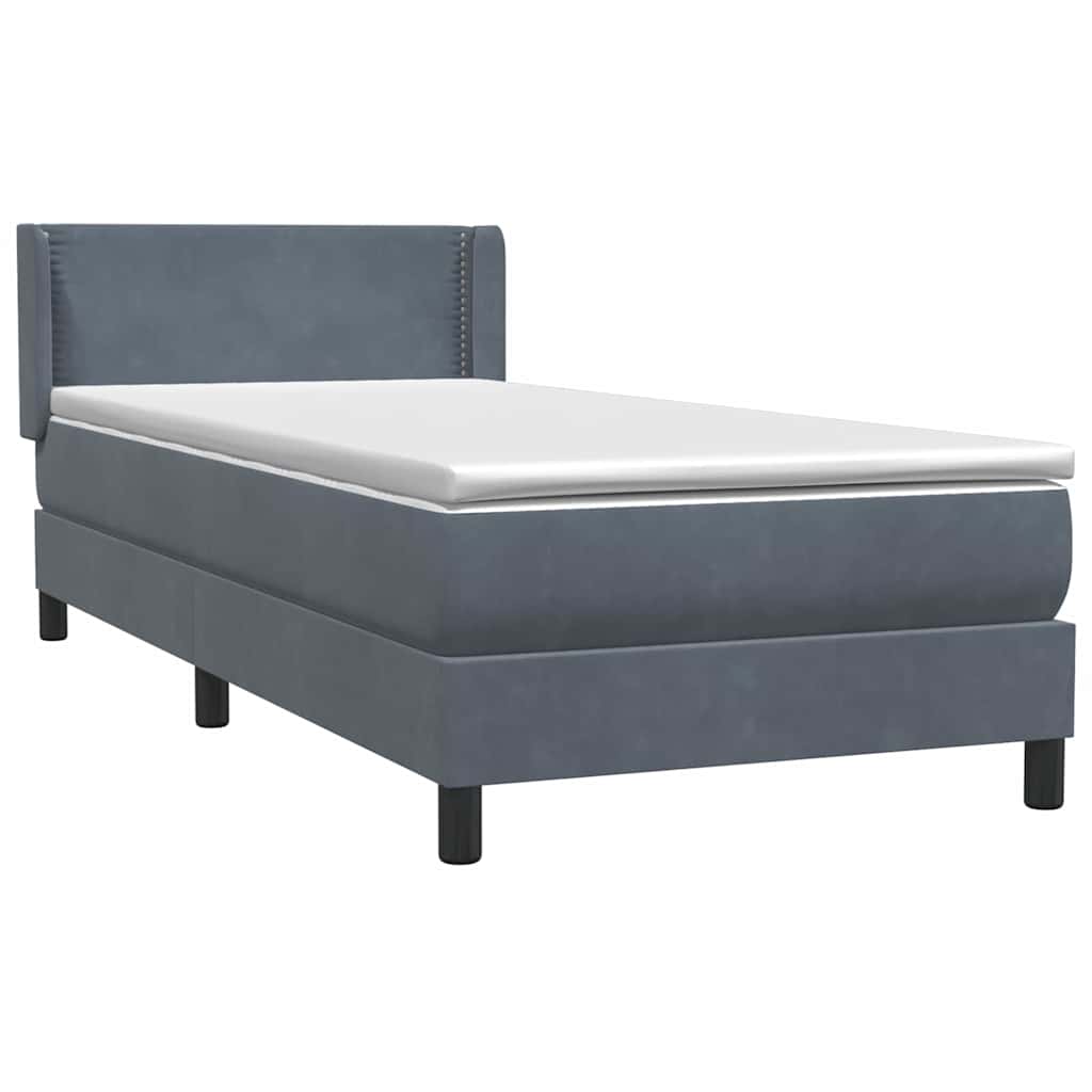 Sommier à lattes de lit et matelas gris foncé 80x220 cm velours - XIOS
