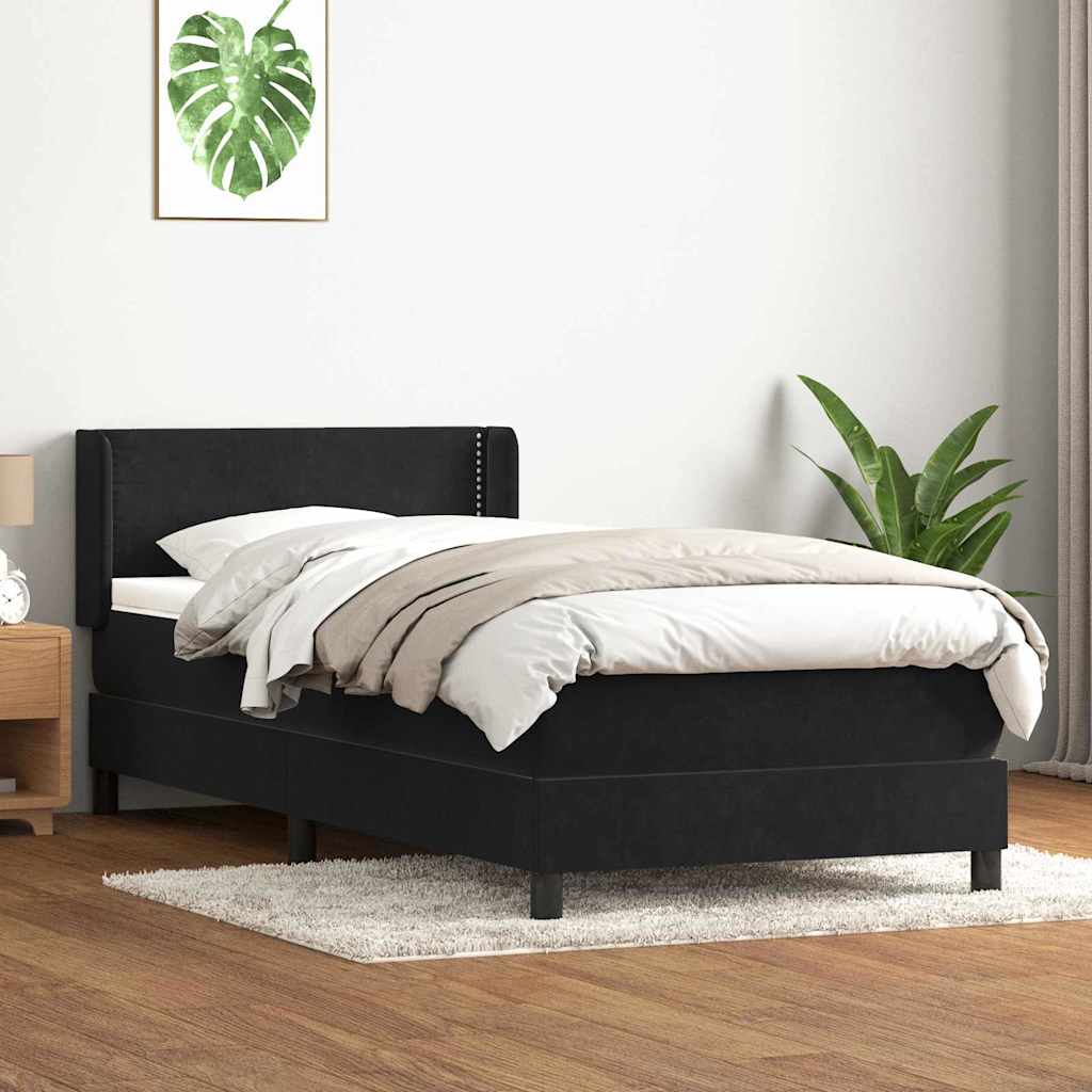 Sommier à lattes de lit avec matelas noir 80x220 cm velours - XIOS