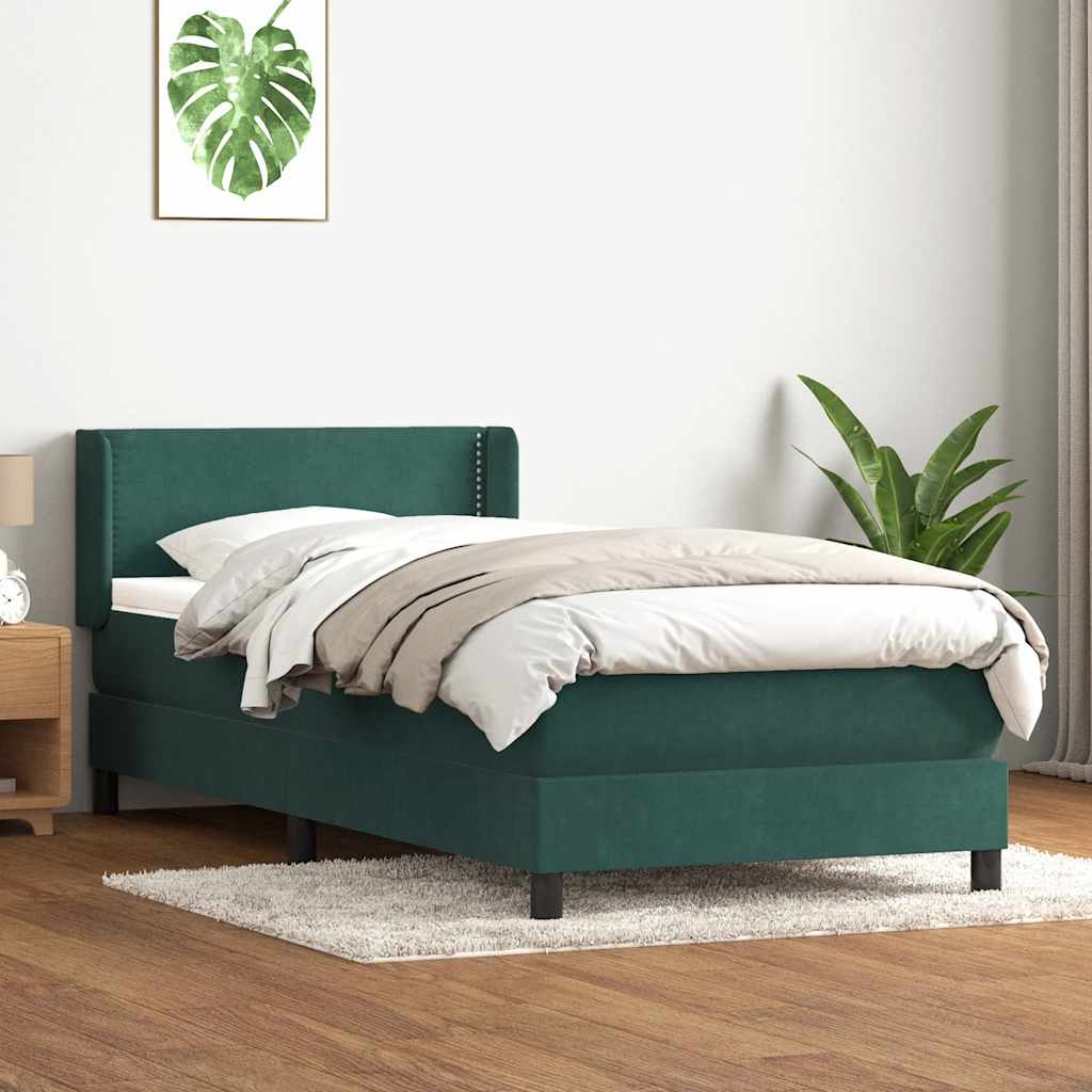 Sommier à lattes de lit et matelas vert foncé 80x220 cm velours - XIOS