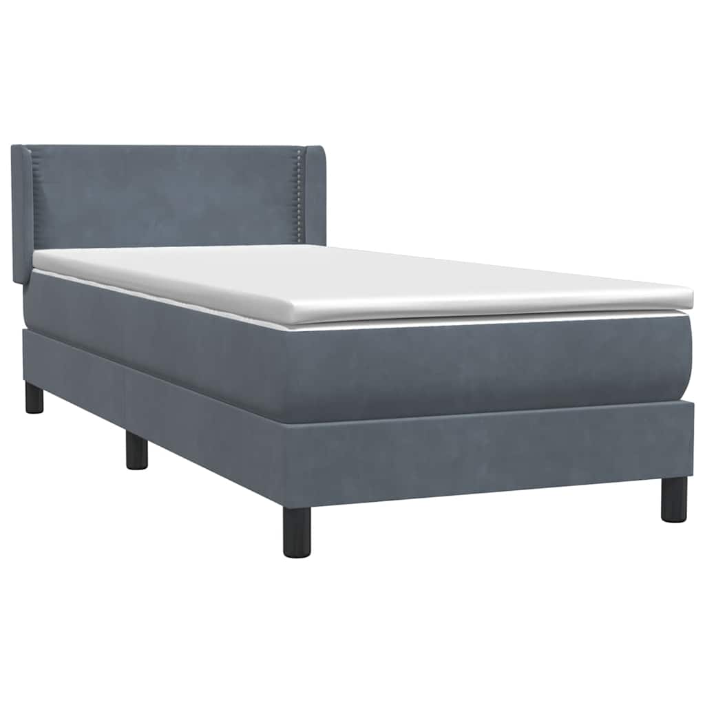 Sommier à lattes de lit et matelas gris foncé 90x220 cm velours - XIOS