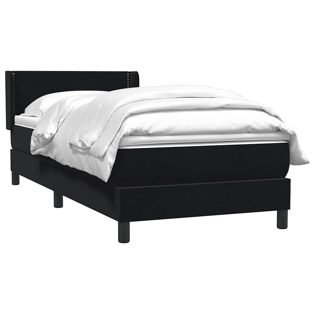 Sommier à lattes de lit avec matelas noir 90x220 cm velours - XIOS