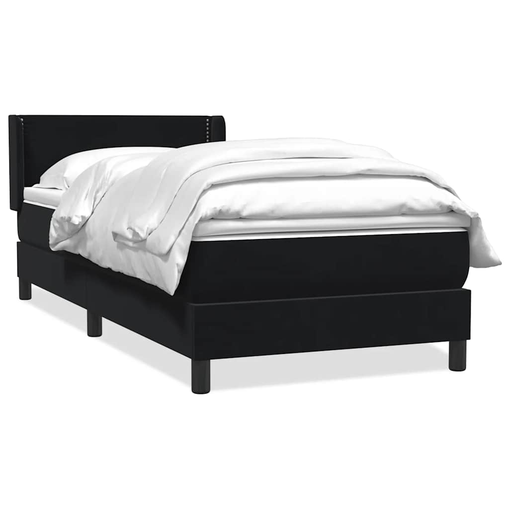 Sommier à lattes de lit avec matelas noir 100x220 cm velours - XIOS