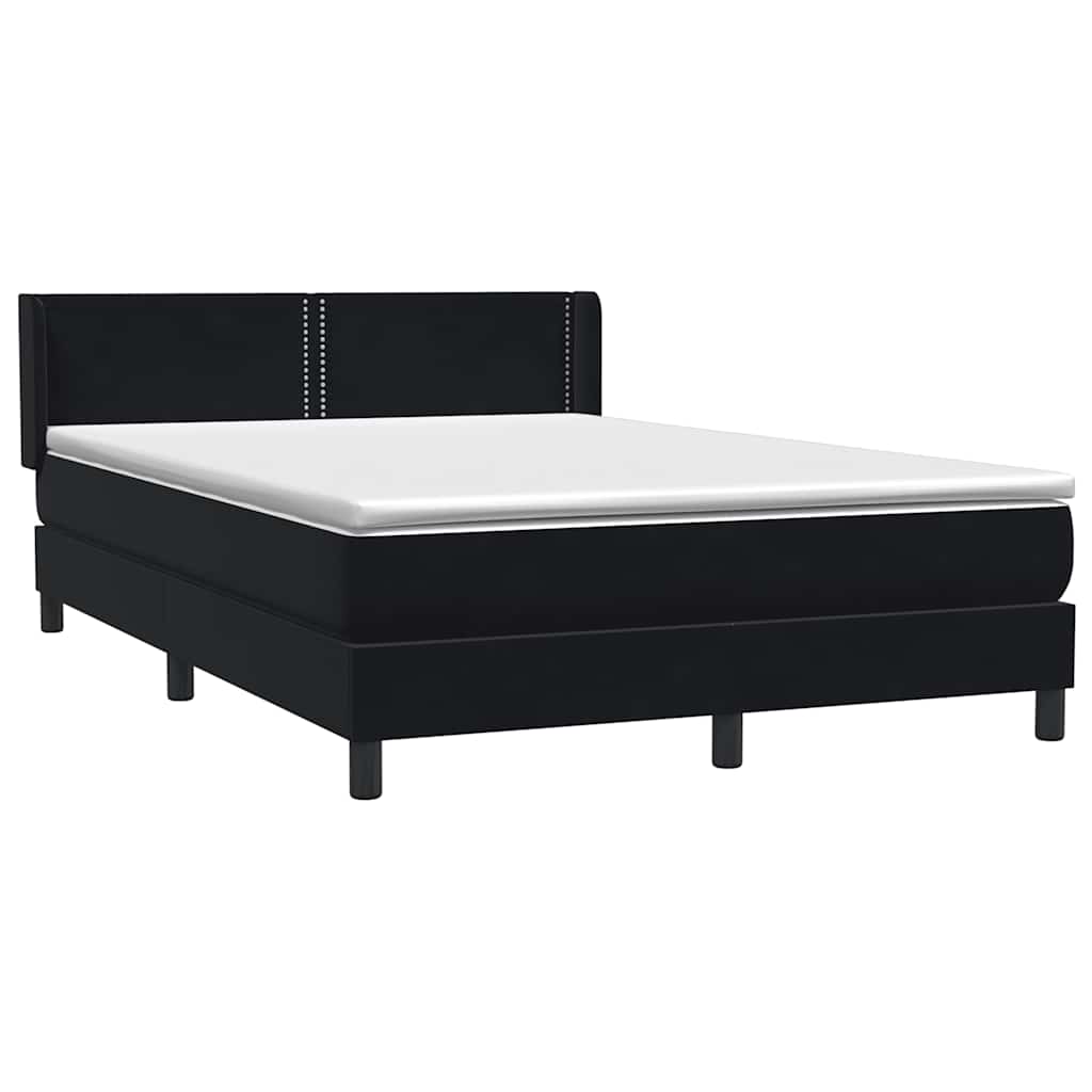 Sommier à lattes de lit avec matelas noir 140x220 cm velours - XIOS