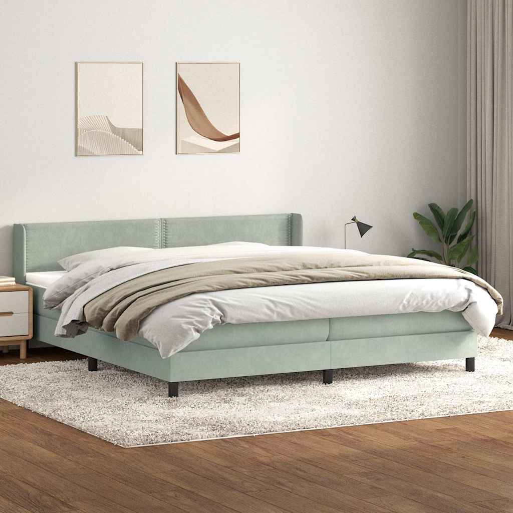 Sommier à lattes de lit et matelas gris clair 180x220cm velours - XIOS