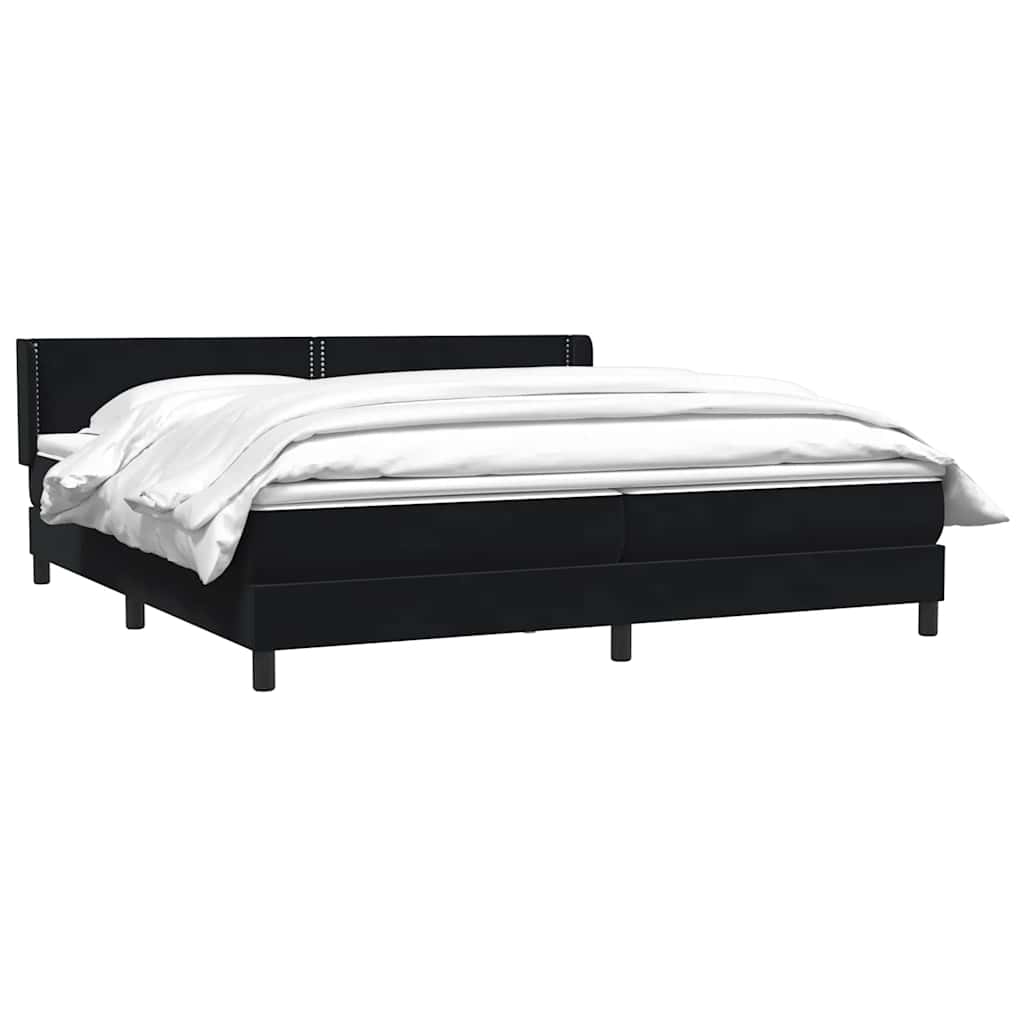 Sommier à lattes de lit avec matelas noir 200x220 cm velours - XIOS