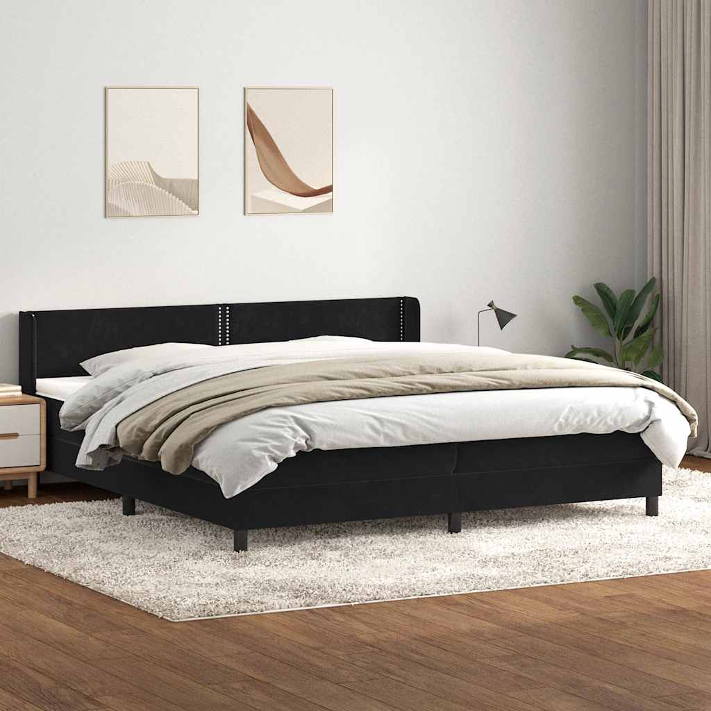 Sommier à lattes de lit avec matelas noir 200x220 cm velours - XIOS