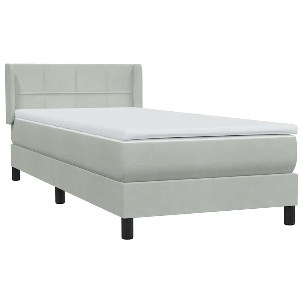 Sommier à lattes de lit et matelas gris clair 80x210 cm velours - XIOS
