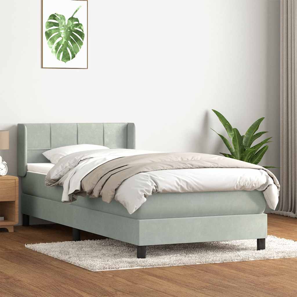 Sommier à lattes de lit et matelas gris clair 80x210 cm velours - XIOS