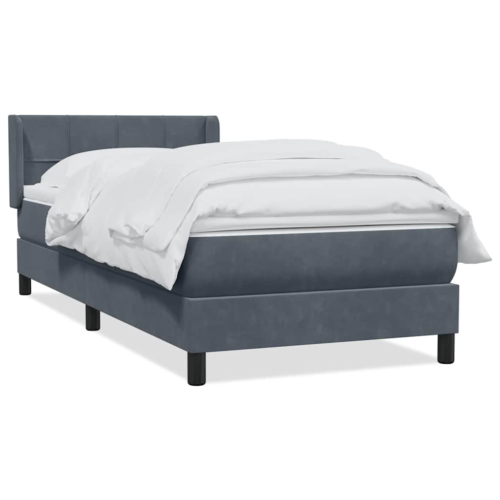Sommier à lattes de lit et matelas gris foncé 80x210 cm velours - XIOS