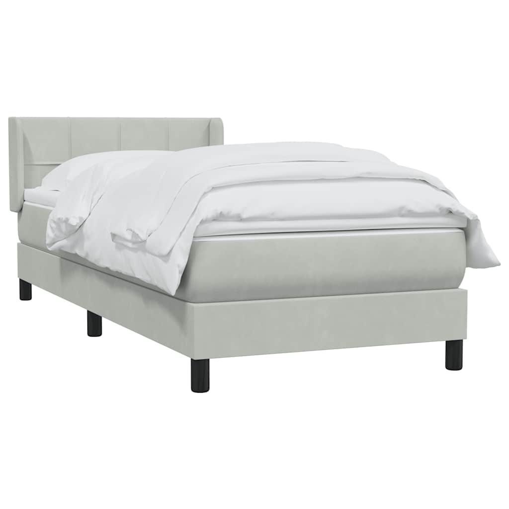 Sommier à lattes de lit et matelas gris clair 90x210 cm velours - XIOS