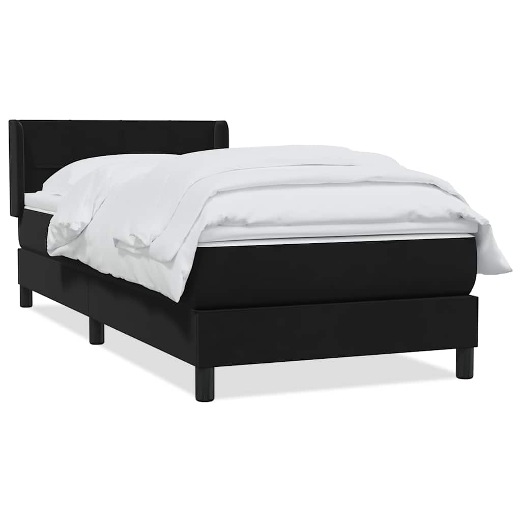 Sommier à lattes de lit avec matelas noir 90x210 cm velours - XIOS