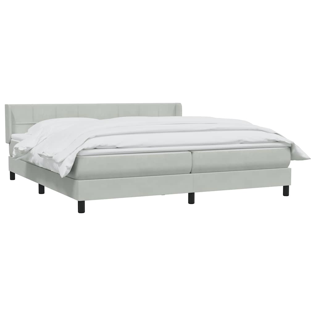 Sommier à lattes de lit et matelas gris clair 180x210cm velours - XIOS