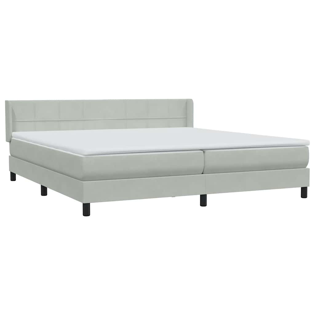 Sommier à lattes de lit et matelas gris clair 180x210cm velours - XIOS