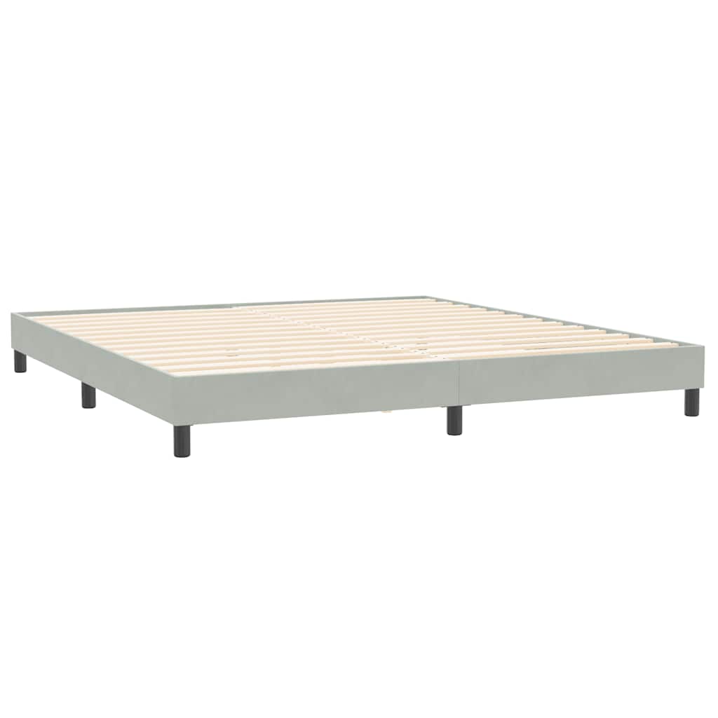 Sommier à lattes de lit et matelas gris clair 180x210cm velours - XIOS