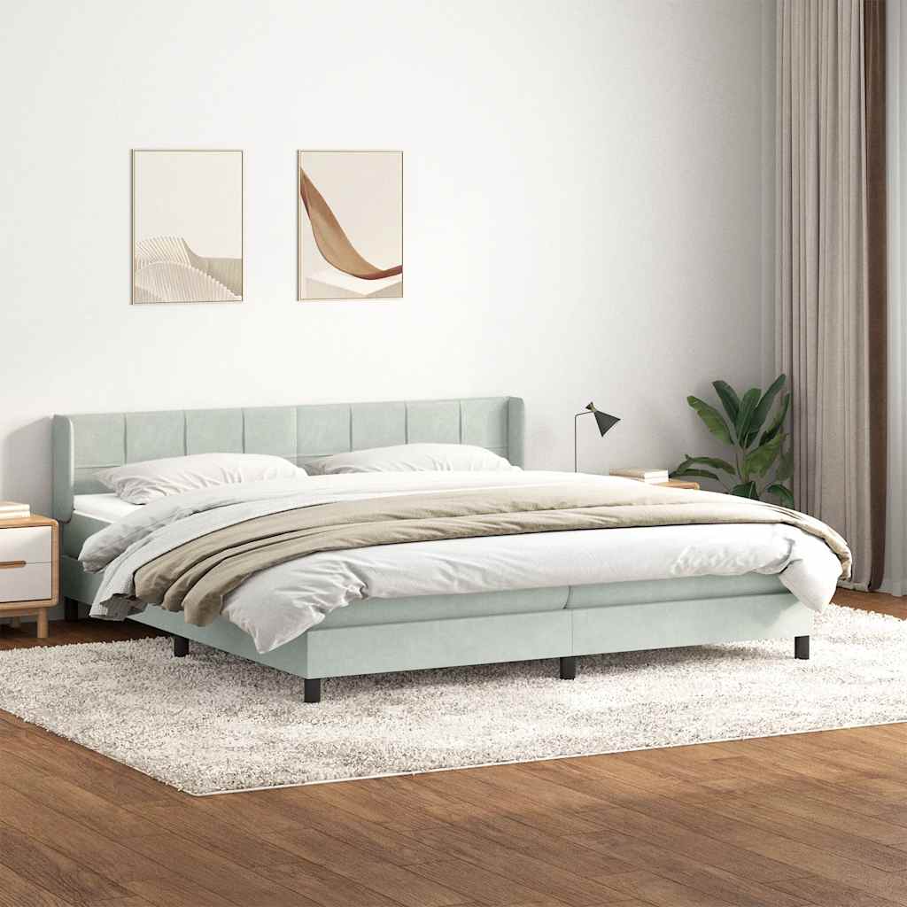 Sommier à lattes de lit et matelas gris clair 180x210cm velours - XIOS