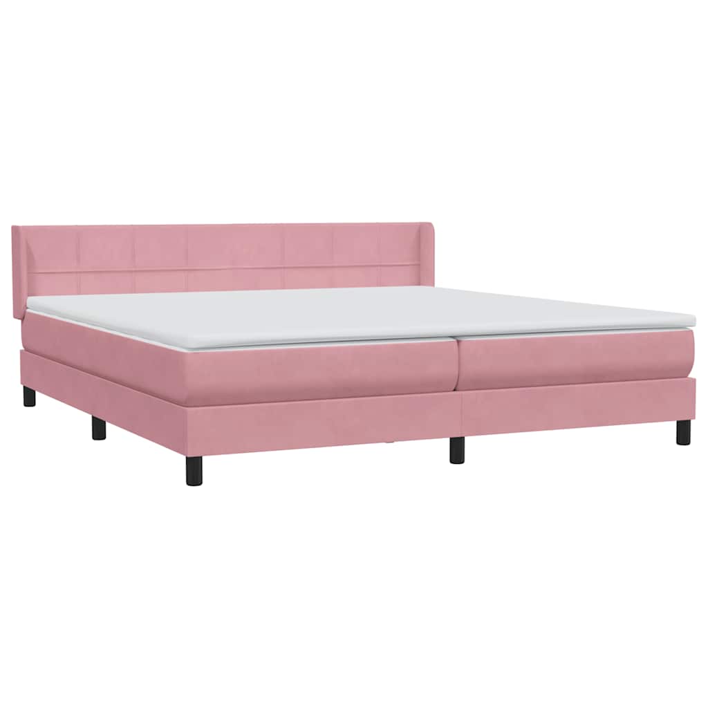 Sommier à lattes de lit avec matelas rose 180x210 cm velours - XIOS