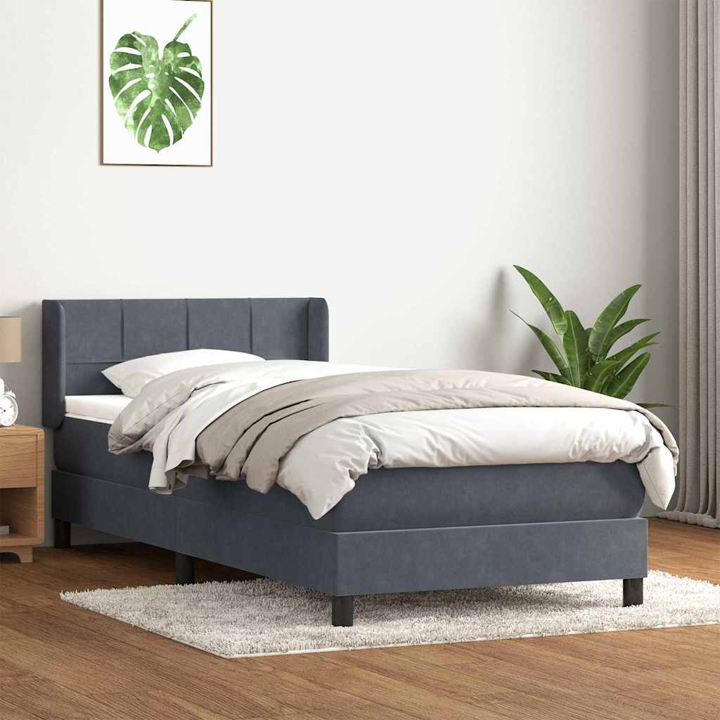 Sommier à lattes de lit et matelas gris foncé 90x220 cm velours - XIOS