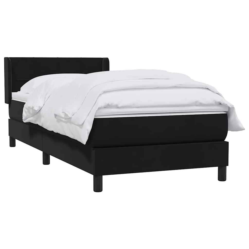Sommier à lattes de lit avec matelas noir 90x220 cm velours - XIOS