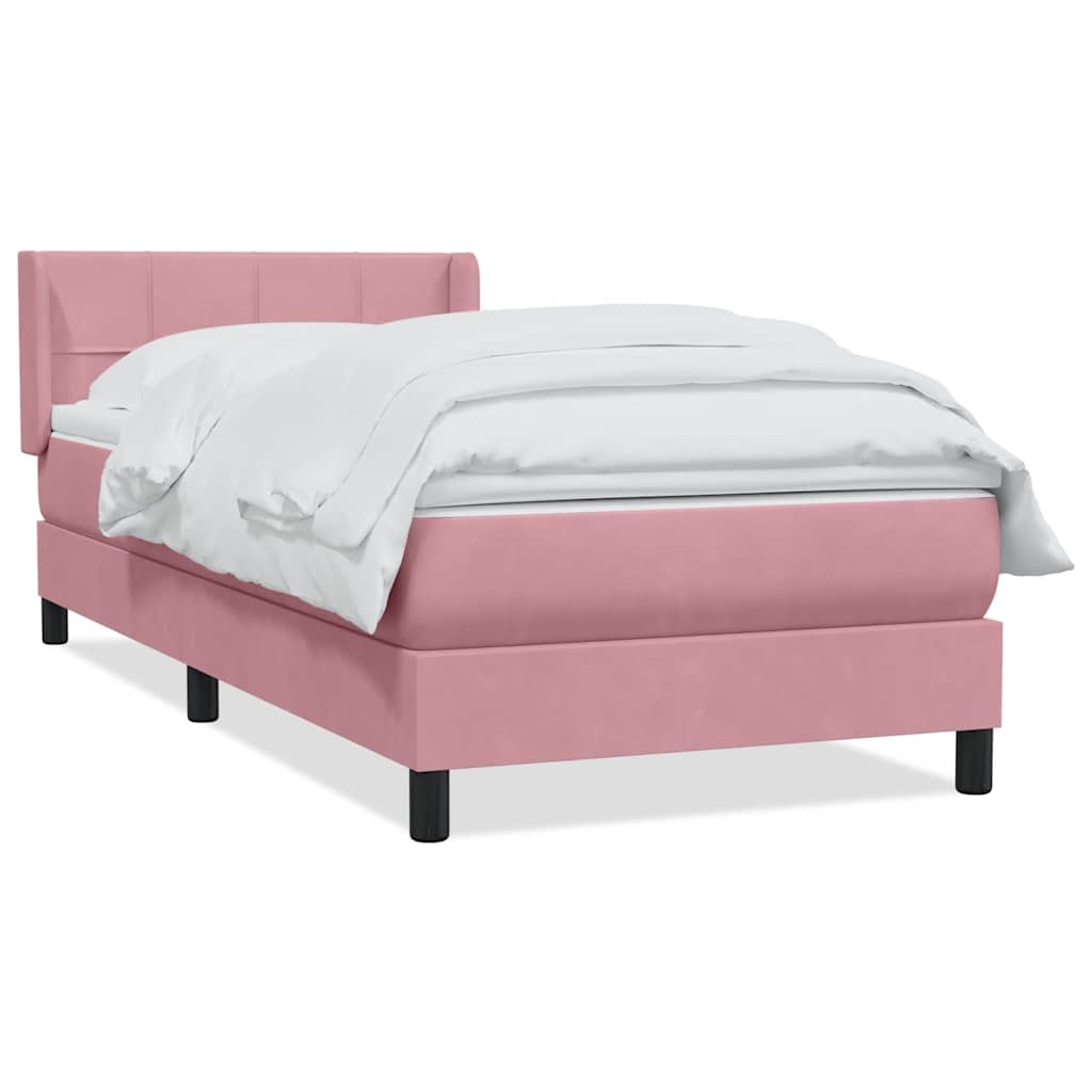 Sommier à lattes de lit avec matelas rose 100x220 cm velours - XIOS