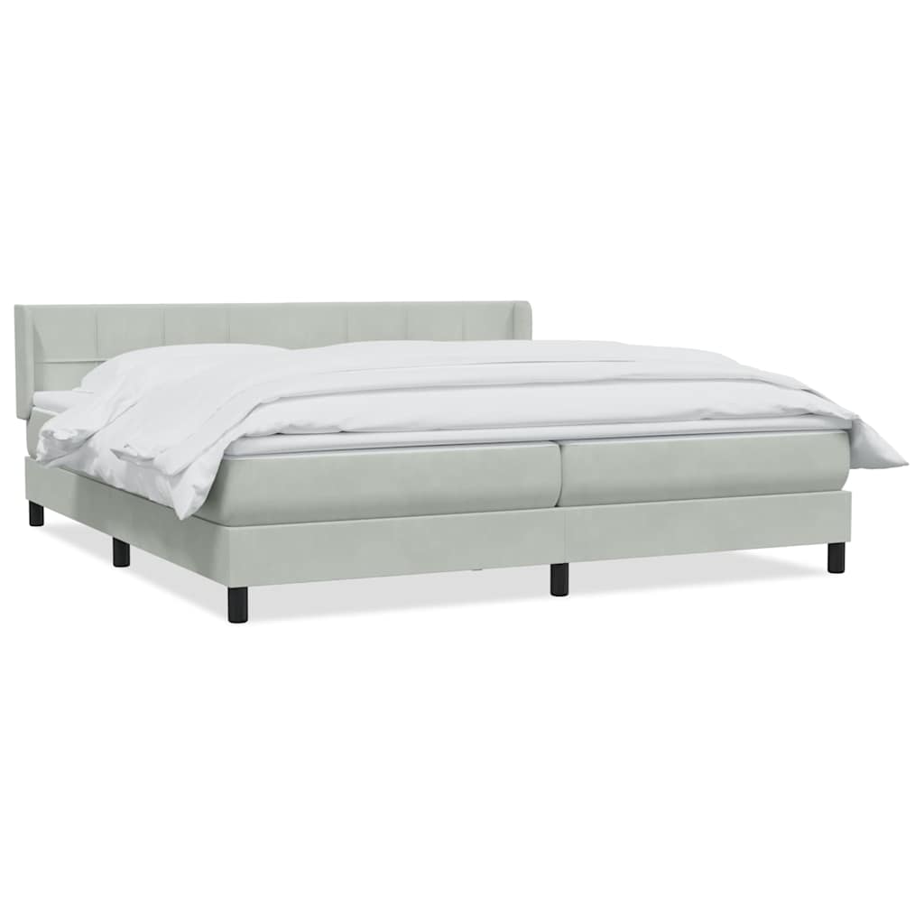 Sommier à lattes de lit et matelas gris clair 180x220cm velours - XIOS