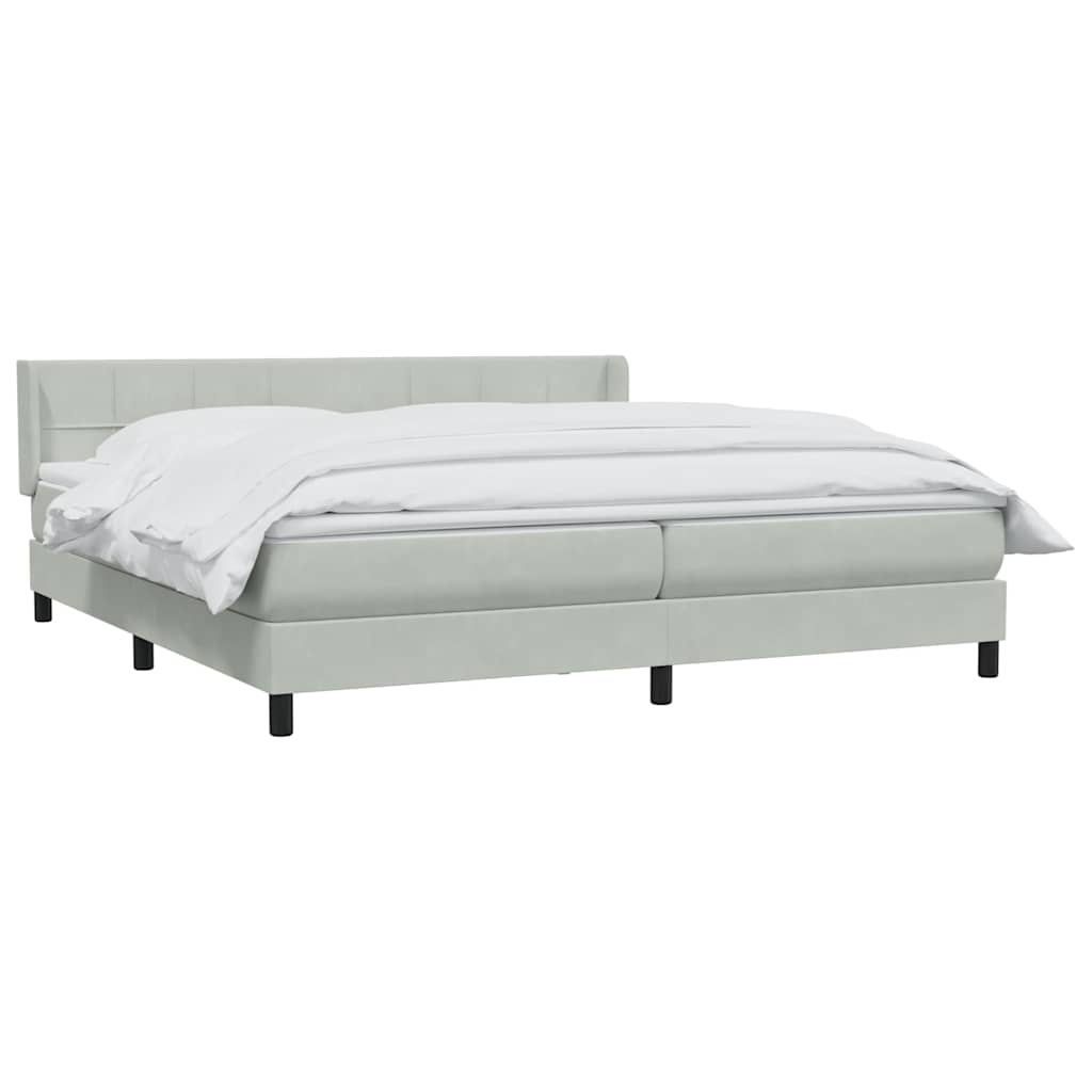 Sommier à lattes de lit et matelas gris clair 180x220cm velours - XIOS