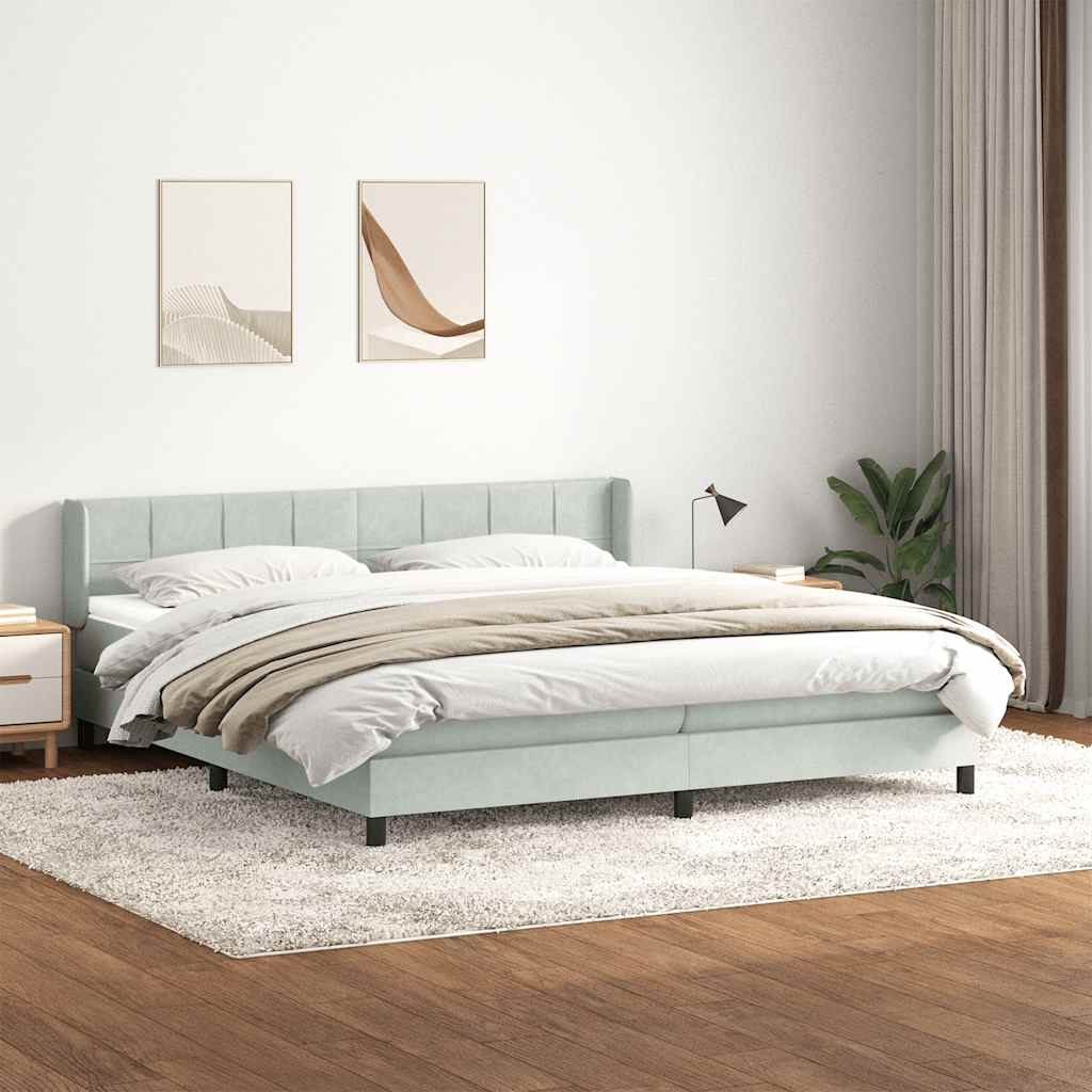 Sommier à lattes de lit et matelas gris clair 180x220cm velours - XIOS
