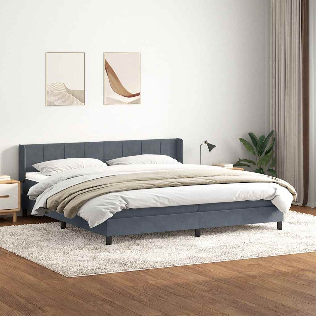 Sommier à lattes de lit et matelas gris foncé 180x220cm velours - XIOS