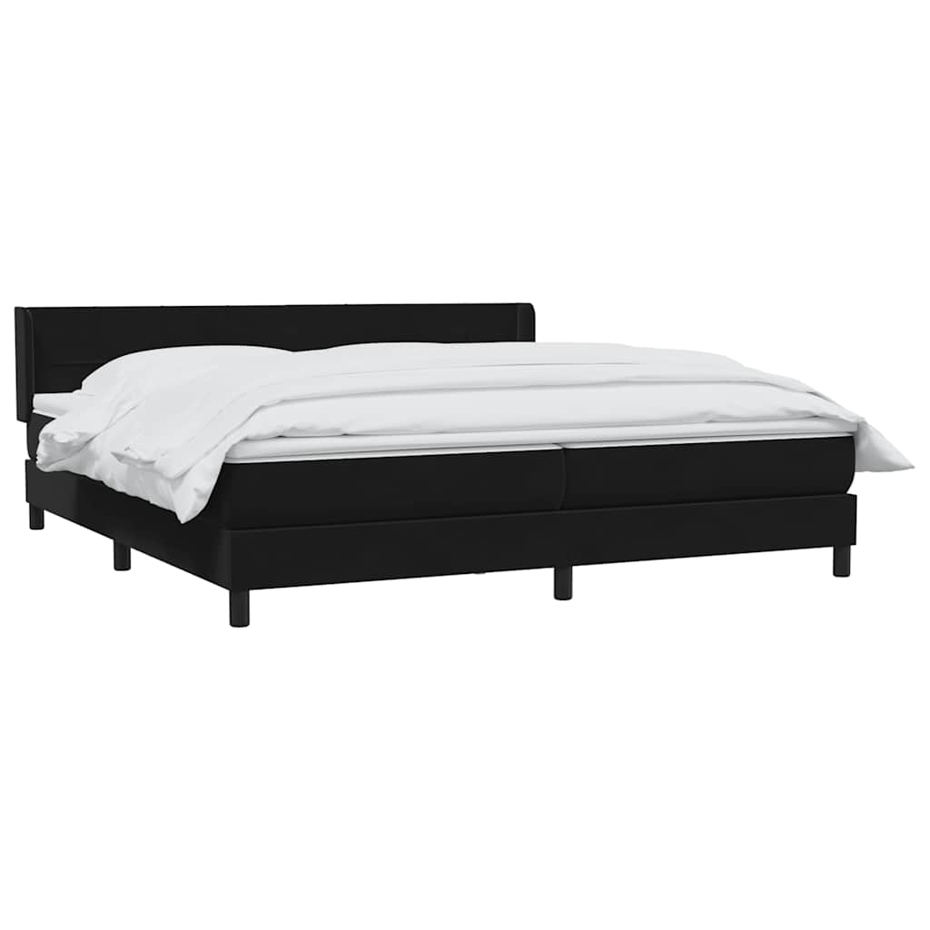 Sommier à lattes de lit avec matelas noir 200x220 cm velours - XIOS