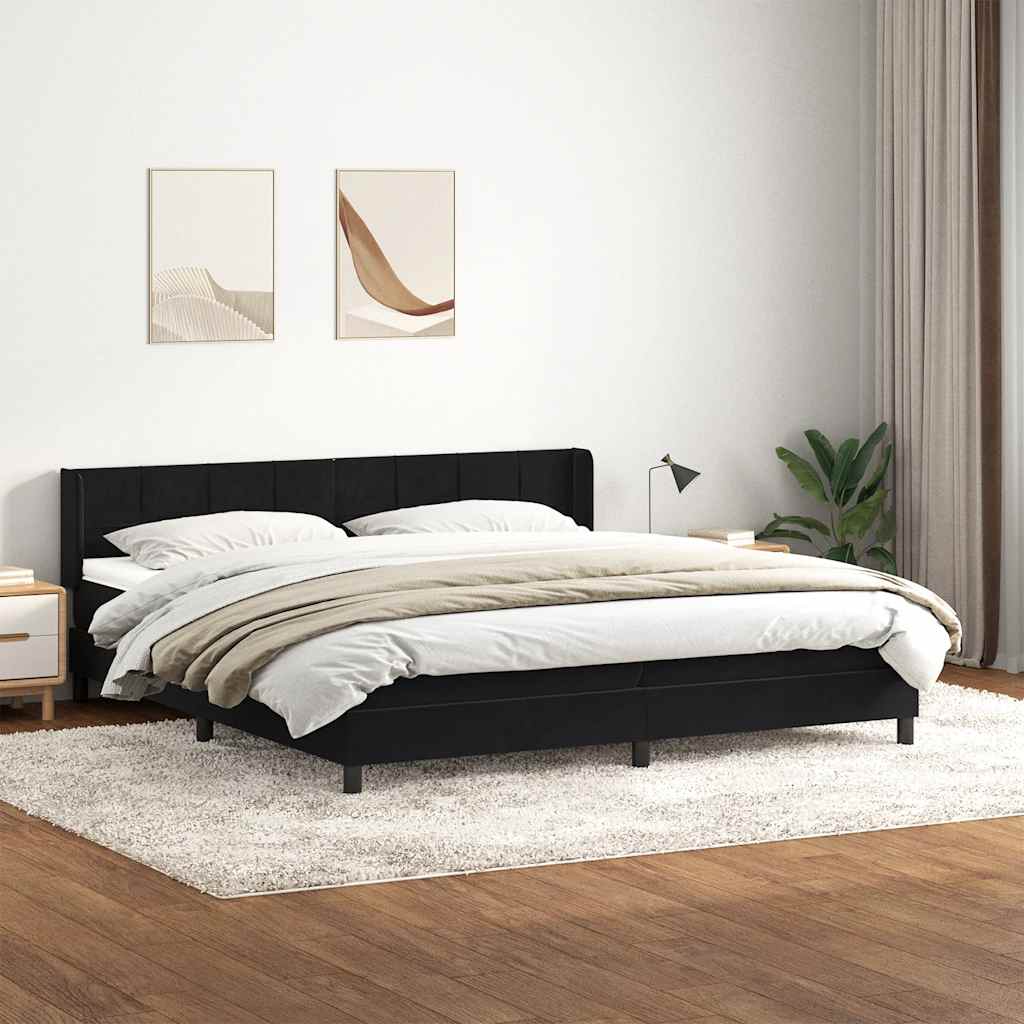 Sommier à lattes de lit avec matelas noir 200x220 cm velours - XIOS