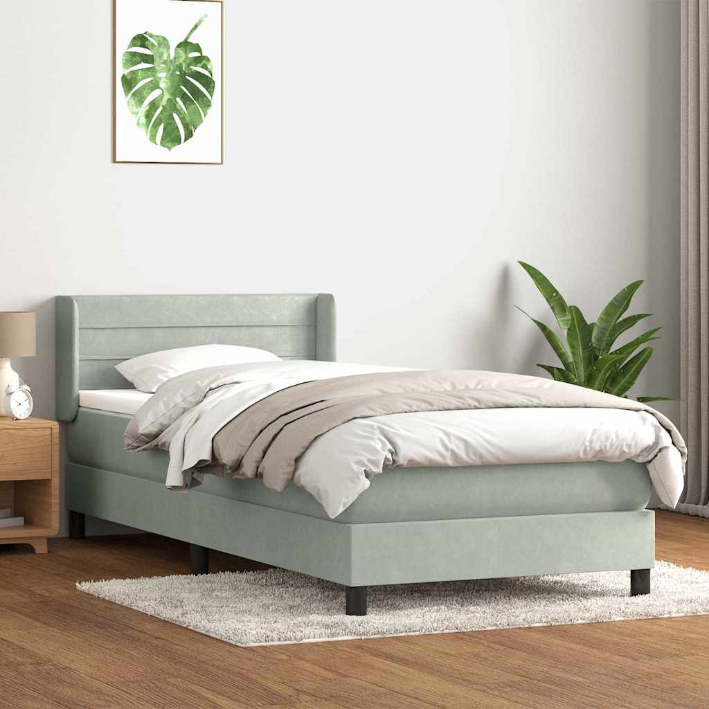 Sommier à lattes de lit et matelas gris clair 80x210 cm velours - XIOS