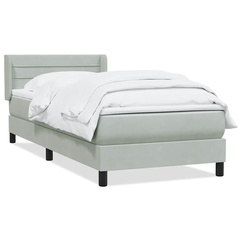 Sommier à lattes de lit et matelas gris clair 90x210 cm velours - XIOS