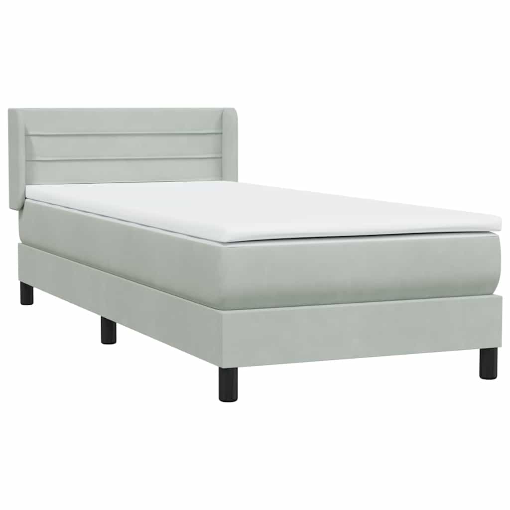 Sommier à lattes de lit et matelas gris clair 90x210 cm velours - XIOS