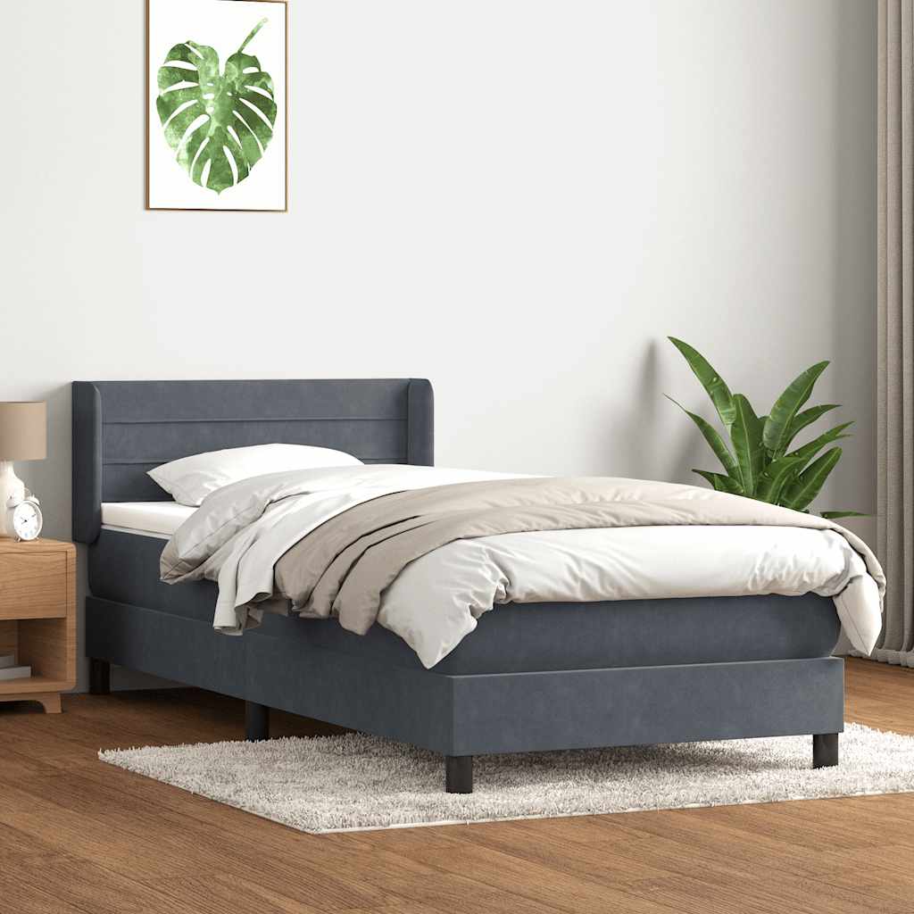 Sommier à lattes de lit et matelas gris foncé 90x210 cm velours - XIOS