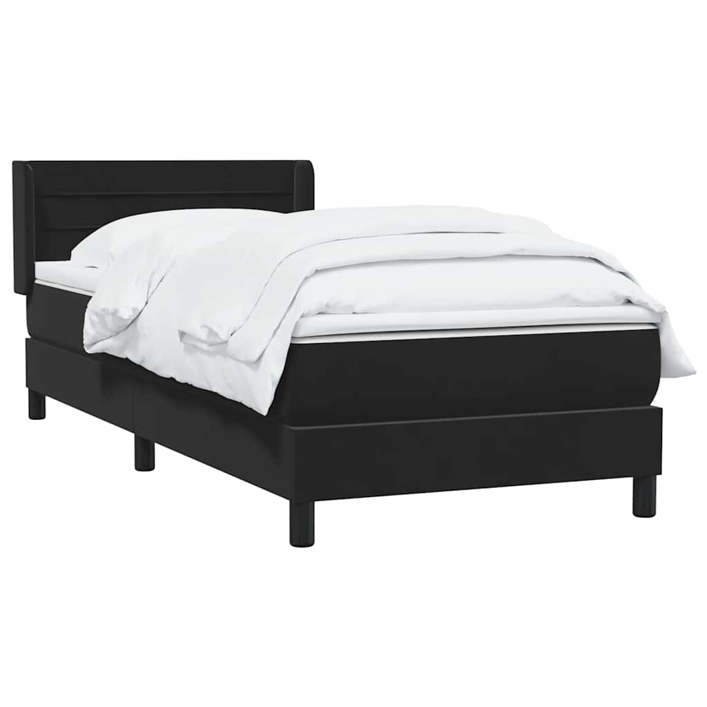 Sommier à lattes de lit avec matelas noir 90x210 cm velours - XIOS