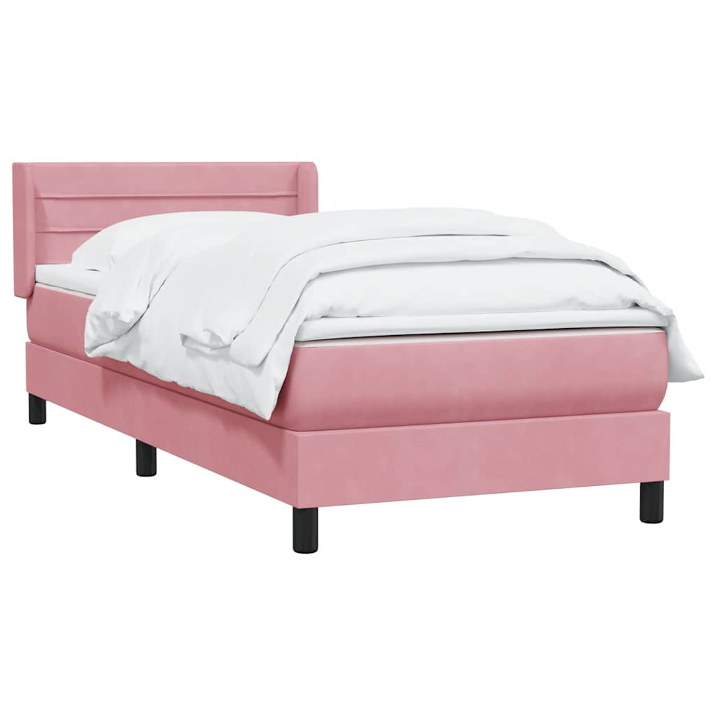 Sommier à lattes de lit avec matelas rose 90x210 cm velours - XIOS