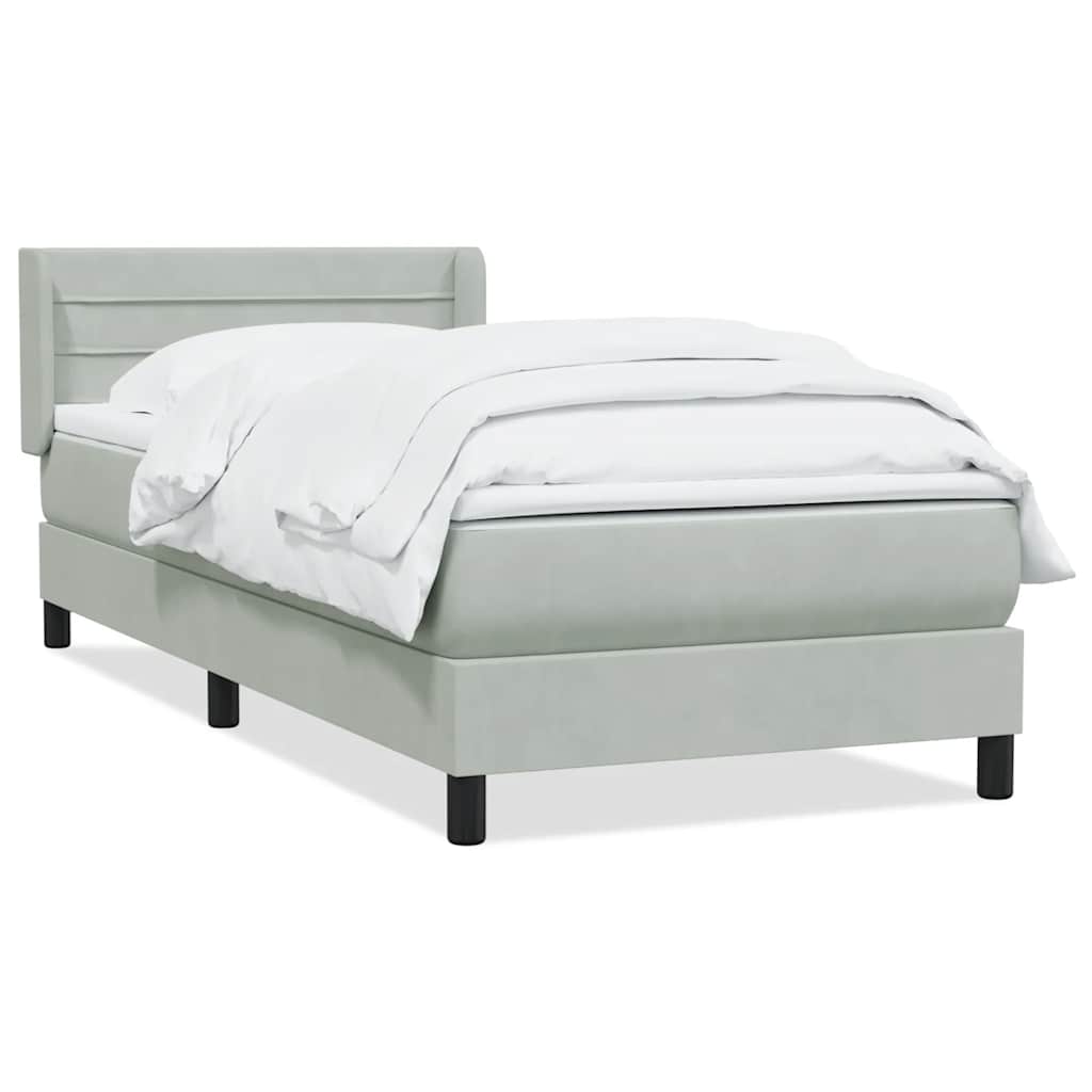 Sommier à lattes de lit et matelas gris clair 100x210cm velours - XIOS