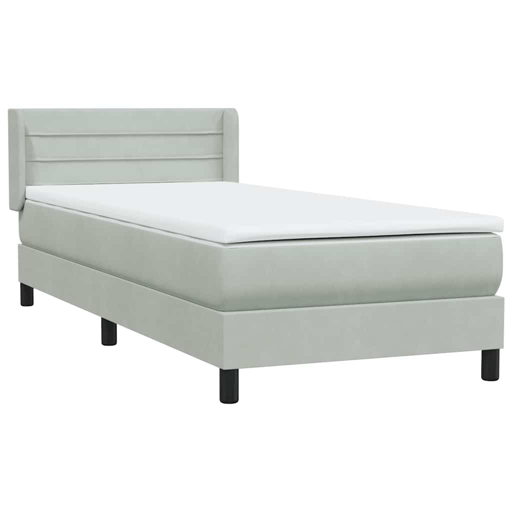 Sommier à lattes de lit et matelas gris clair 100x210cm velours - XIOS
