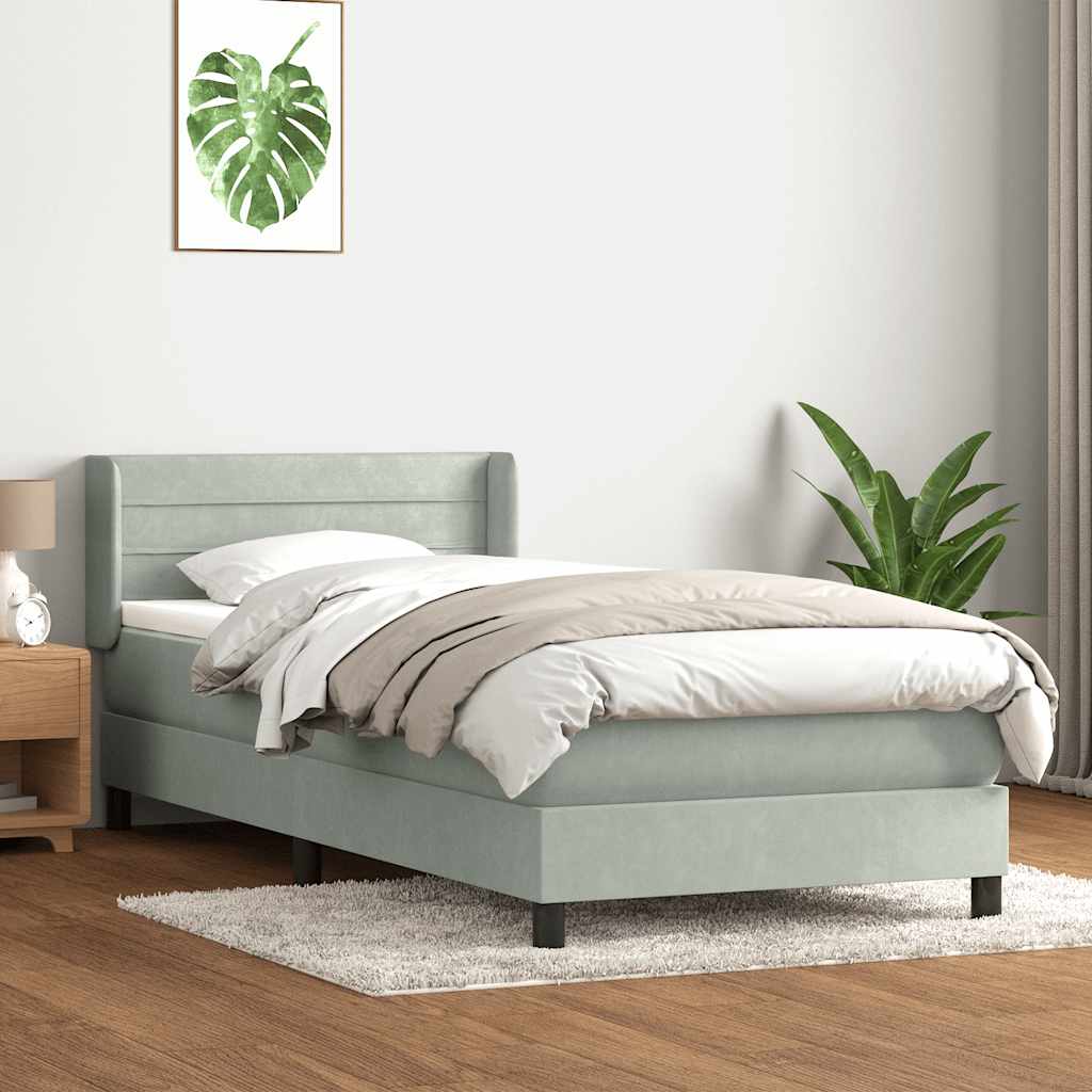 Sommier à lattes de lit et matelas gris clair 100x210cm velours - XIOS