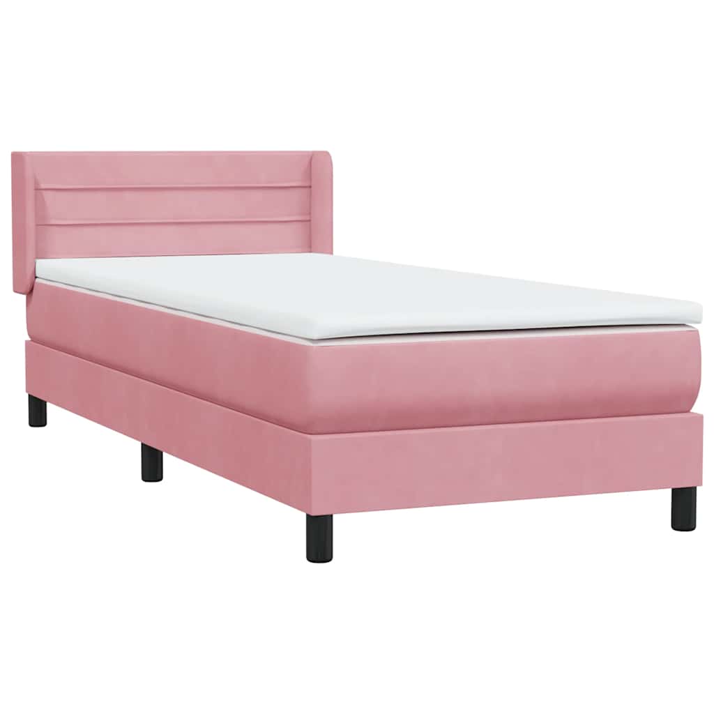 Sommier à lattes de lit avec matelas rose 100x210 cm velours - XIOS
