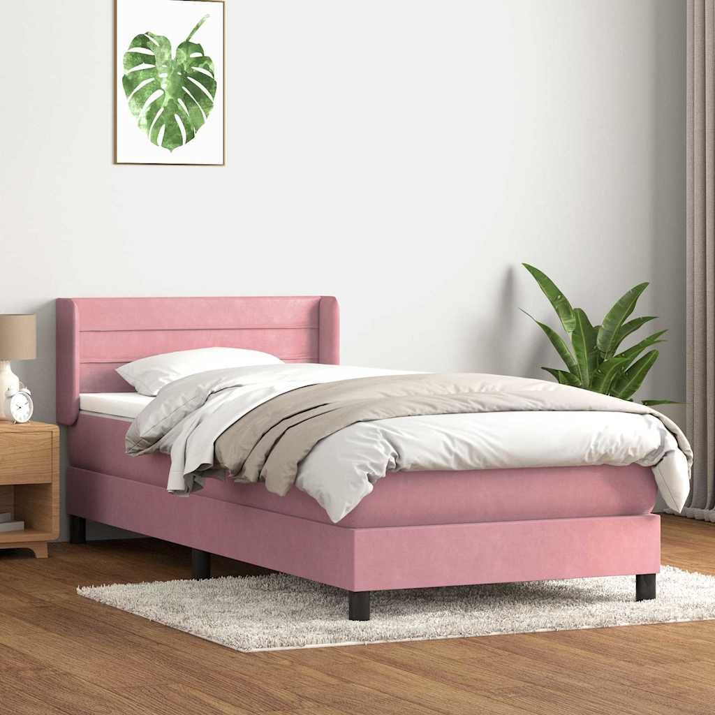Sommier à lattes de lit avec matelas rose 100x210 cm velours - XIOS