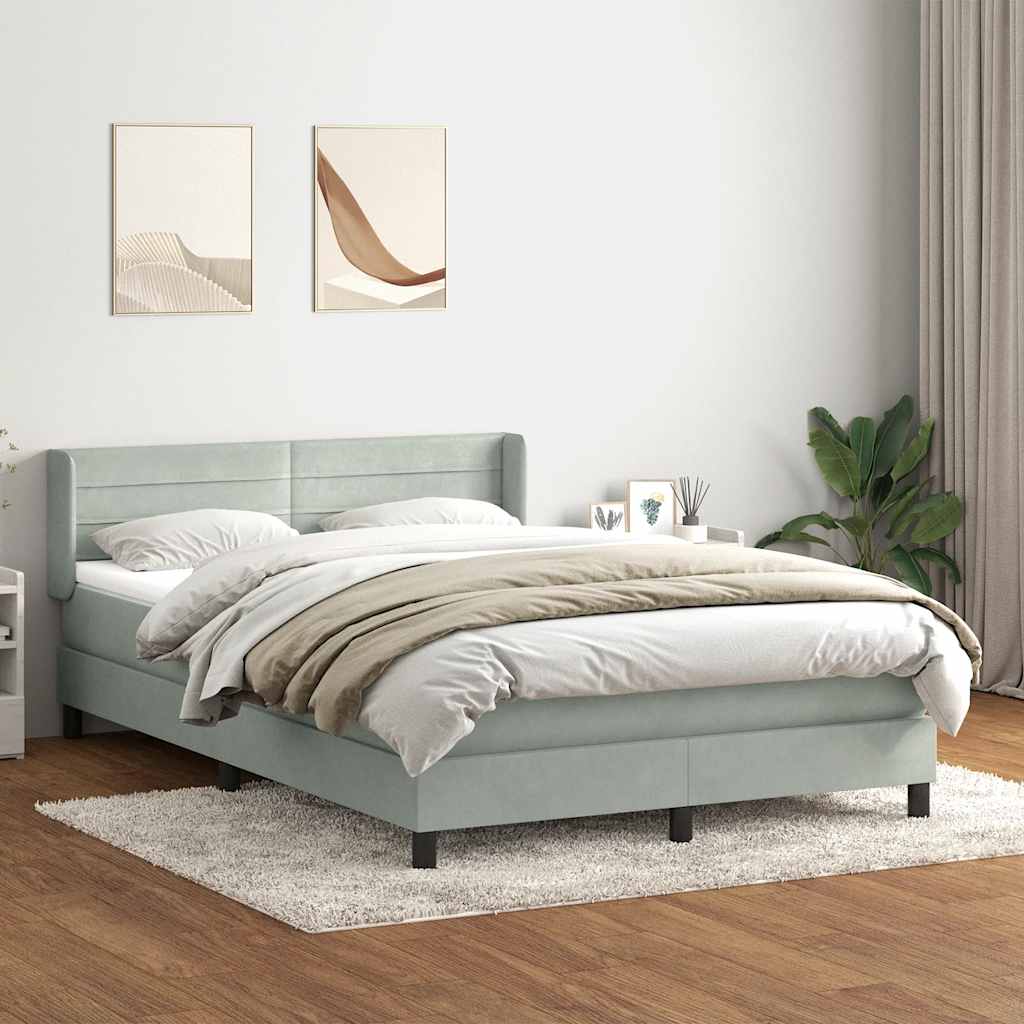 Sommier à lattes de lit et matelas gris clair 160x210cm velours - XIOS