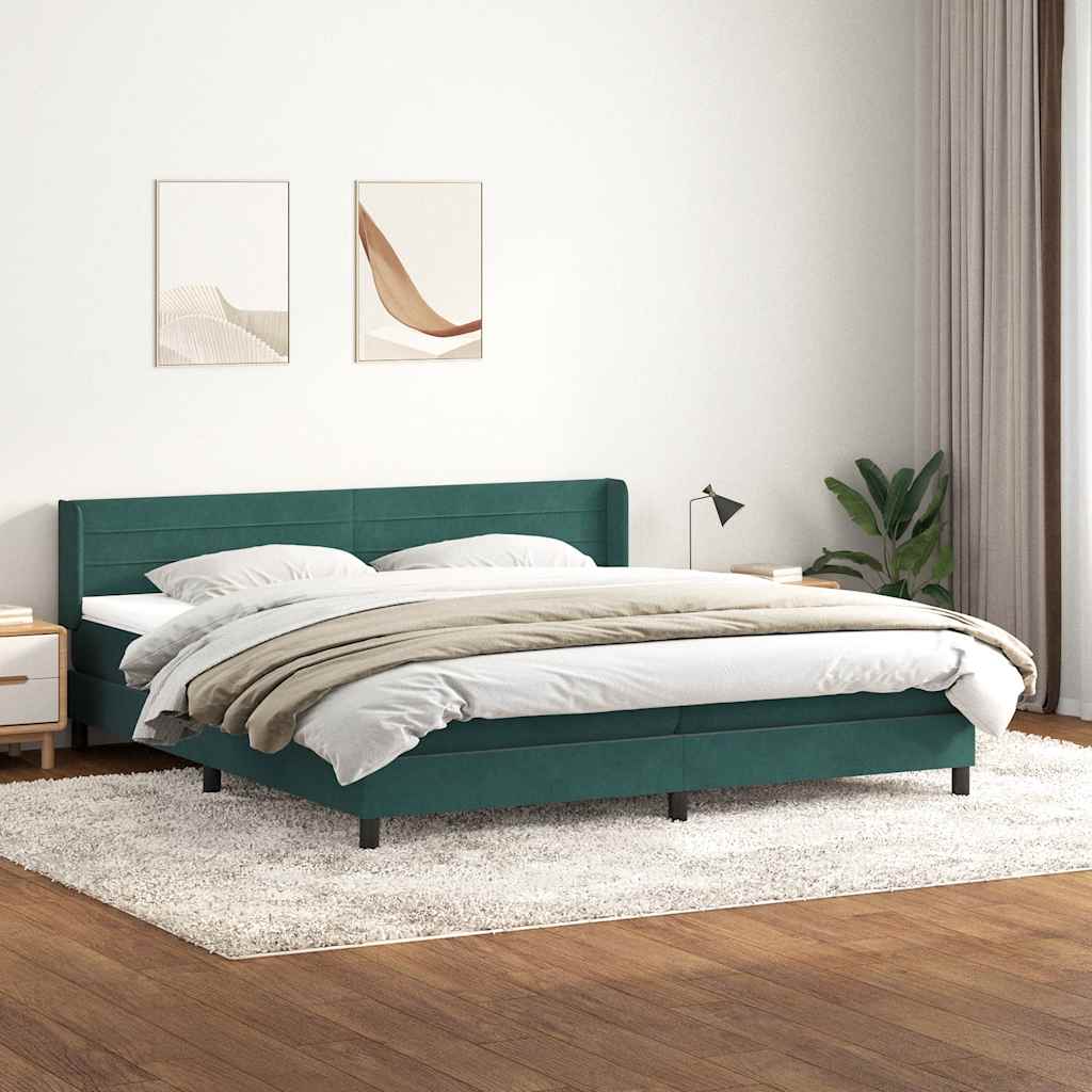 Sommier à lattes de lit et matelas vert foncé 180x210cm velours - XIOS