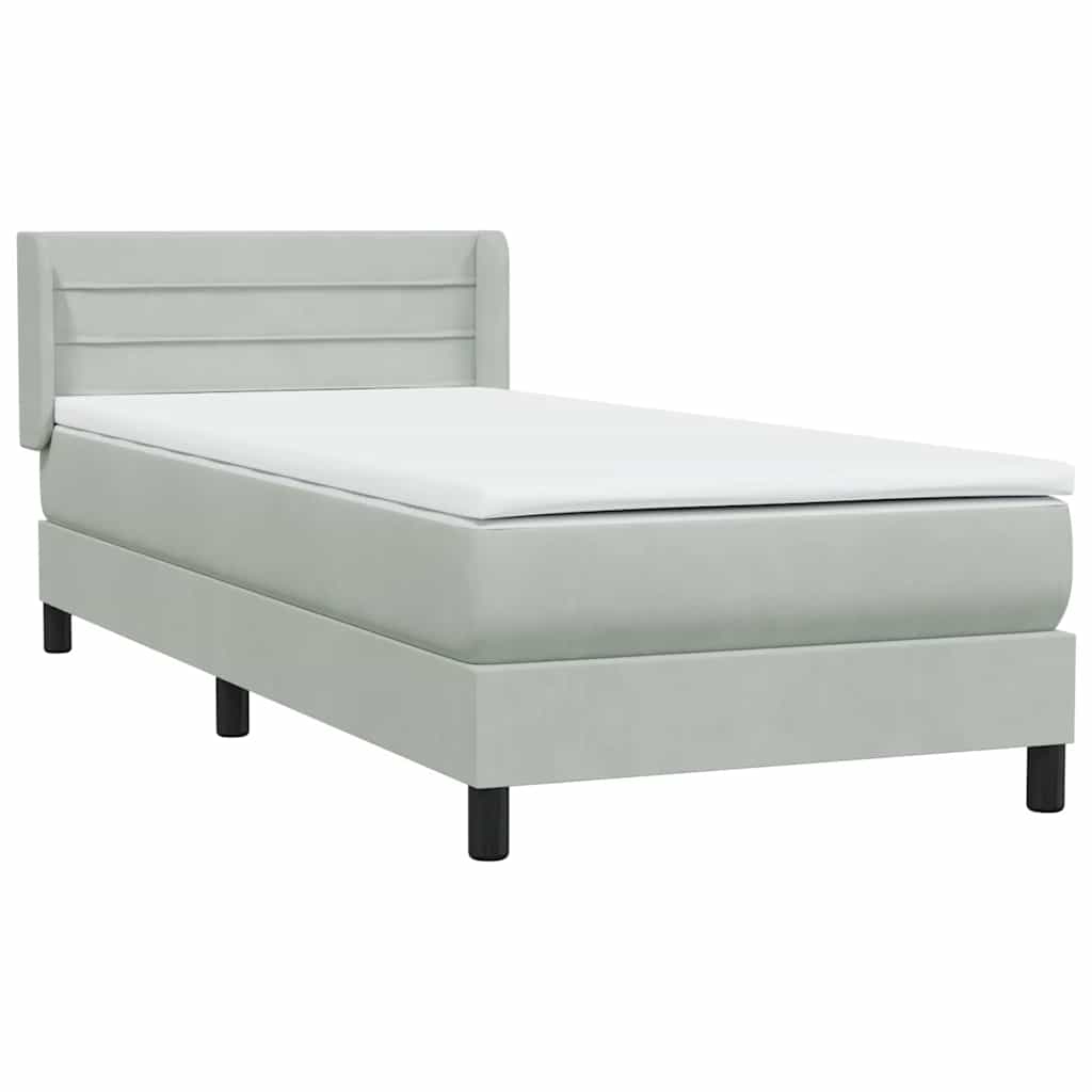 Sommier à lattes de lit et matelas gris clair 80x220 cm velours - XIOS