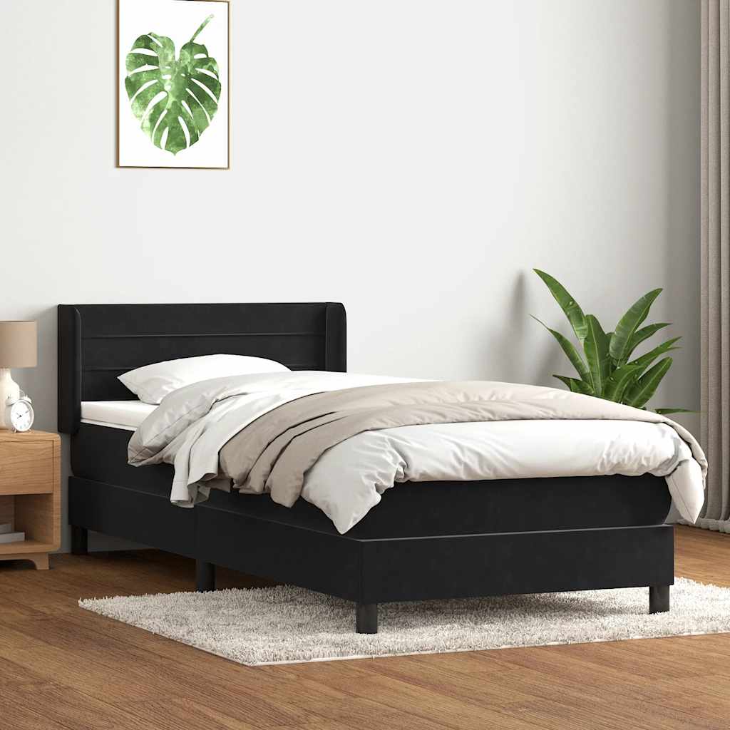 Sommier à lattes de lit avec matelas noir 80x220 cm velours - XIOS