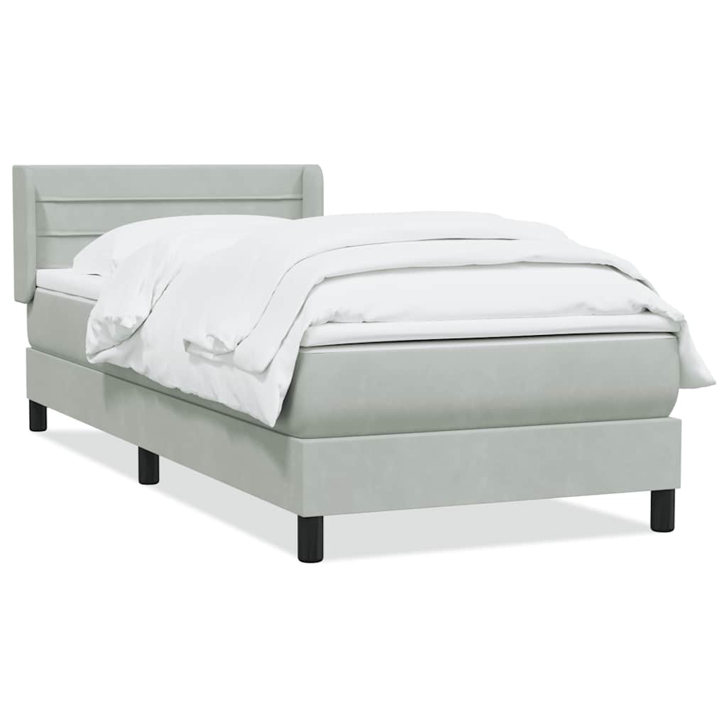 Sommier à lattes de lit et matelas gris clair 90x220 cm velours - XIOS